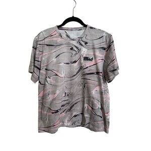 Stella McCartney‎ Pink Grey Marble Print Cotton Logo Tee T-Shirt Size 36 US 2/4
